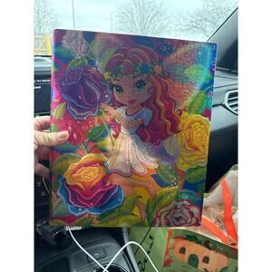 Lisa Frank Rosa Fairy girl Shimmer 3 ring binder